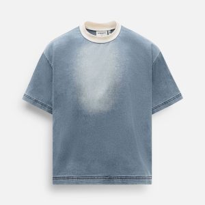 Áo Thun Boxy Denim Bleach Wash