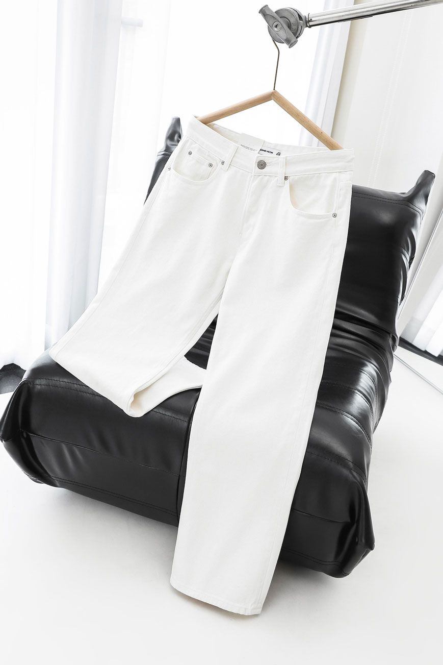 Quần Jean Straight Basic White V1 - Ảnh 2