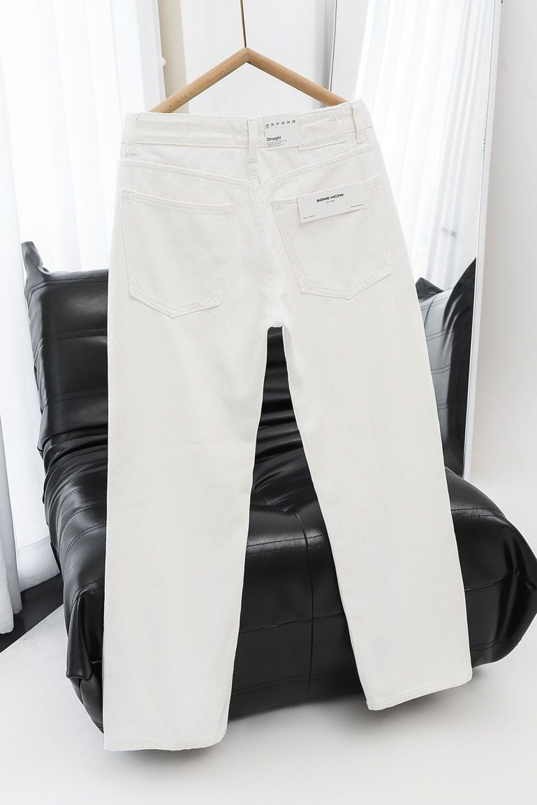 Quần Jean Straight Basic White V1 - Ảnh 3