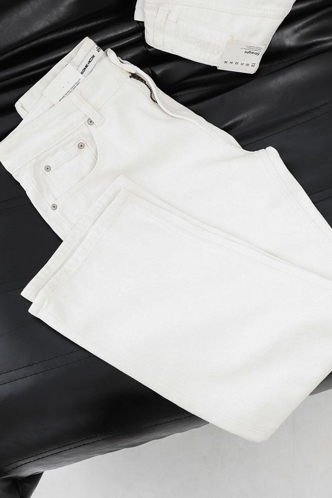 Quần Jean Straight Basic White V1 - Ảnh 4